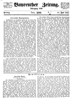 Bayreuther Zeitung Freitag 27. Juli 1855