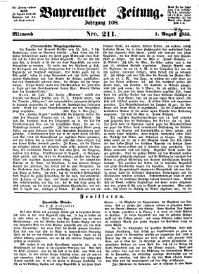 Bayreuther Zeitung Mittwoch 1. August 1855