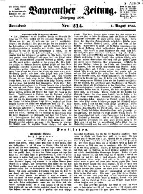 Bayreuther Zeitung Samstag 4. August 1855