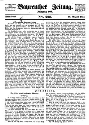 Bayreuther Zeitung Samstag 18. August 1855