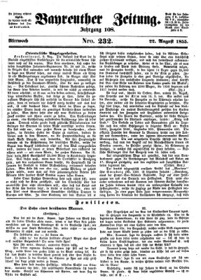 Bayreuther Zeitung Mittwoch 22. August 1855