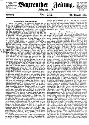 Bayreuther Zeitung Montag 27. August 1855