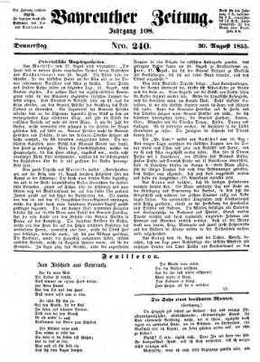 Bayreuther Zeitung Donnerstag 30. August 1855