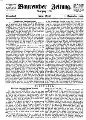 Bayreuther Zeitung Samstag 1. September 1855