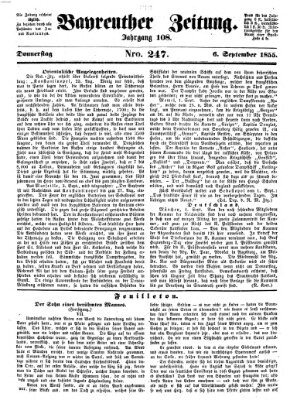 Bayreuther Zeitung Donnerstag 6. September 1855