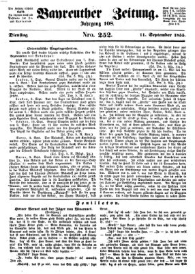 Bayreuther Zeitung Dienstag 11. September 1855