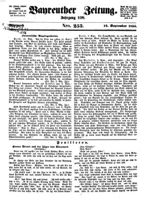 Bayreuther Zeitung Mittwoch 12. September 1855