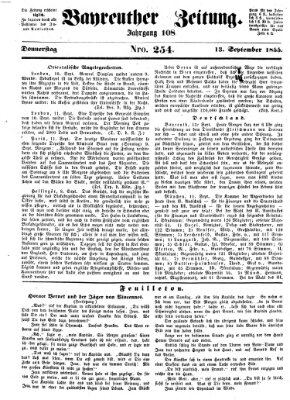 Bayreuther Zeitung Donnerstag 13. September 1855