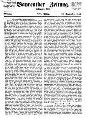 Bayreuther Zeitung Freitag 21. September 1855