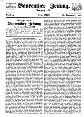 Bayreuther Zeitung Dienstag 25. September 1855