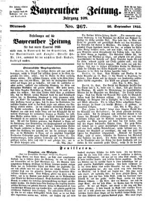 Bayreuther Zeitung Mittwoch 26. September 1855