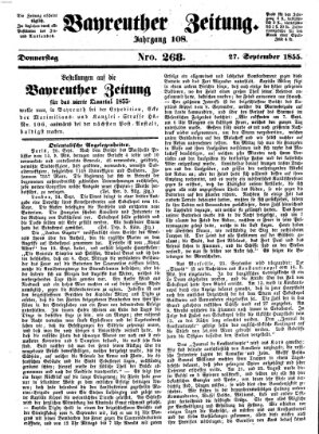 Bayreuther Zeitung Donnerstag 27. September 1855