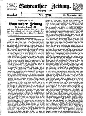 Bayreuther Zeitung Samstag 29. September 1855