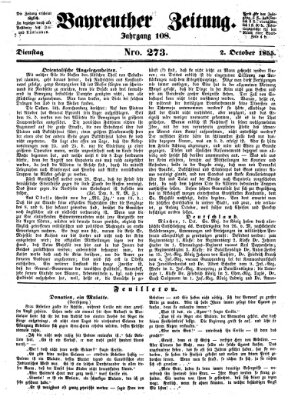 Bayreuther Zeitung Dienstag 2. Oktober 1855