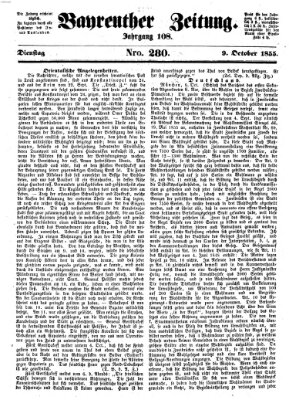 Bayreuther Zeitung Dienstag 9. Oktober 1855