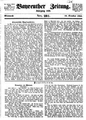 Bayreuther Zeitung Mittwoch 10. Oktober 1855