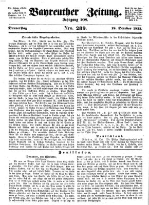 Bayreuther Zeitung Donnerstag 18. Oktober 1855