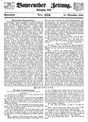 Bayreuther Zeitung Samstag 10. November 1855