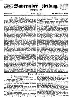 Bayreuther Zeitung Mittwoch 14. November 1855