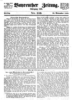 Bayreuther Zeitung Freitag 16. November 1855