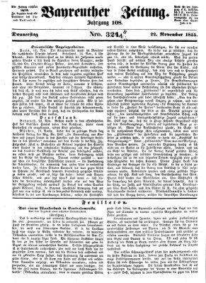 Bayreuther Zeitung Donnerstag 22. November 1855