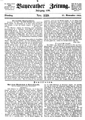 Bayreuther Zeitung Dienstag 27. November 1855