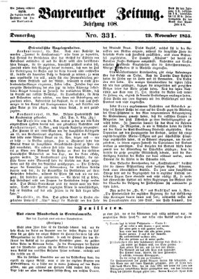 Bayreuther Zeitung Donnerstag 29. November 1855