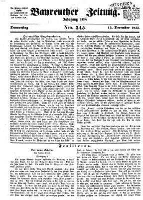 Bayreuther Zeitung Donnerstag 13. Dezember 1855