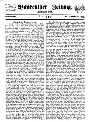 Bayreuther Zeitung Samstag 15. Dezember 1855