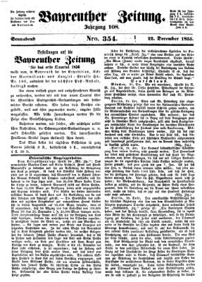 Bayreuther Zeitung Samstag 22. Dezember 1855