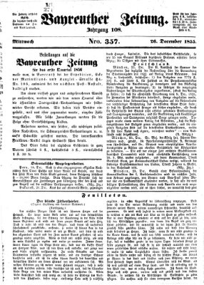 Bayreuther Zeitung Mittwoch 26. Dezember 1855