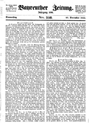 Bayreuther Zeitung Donnerstag 27. Dezember 1855