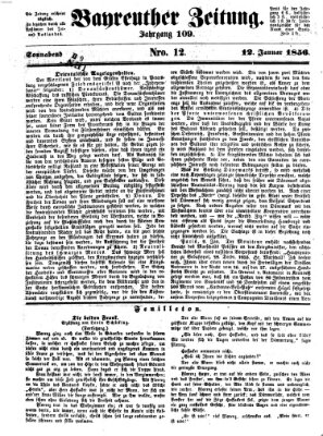 Bayreuther Zeitung Samstag 12. Januar 1856