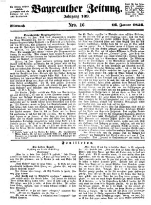 Bayreuther Zeitung Mittwoch 16. Januar 1856