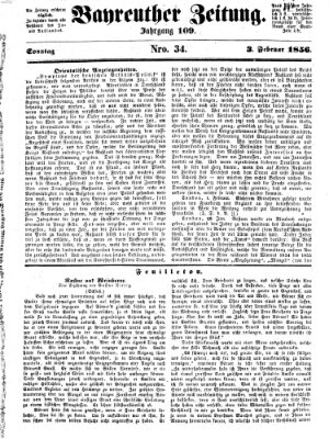 Bayreuther Zeitung Sonntag 3. Februar 1856