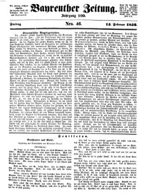 Bayreuther Zeitung Freitag 15. Februar 1856