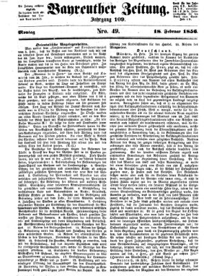 Bayreuther Zeitung Montag 18. Februar 1856