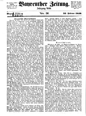 Bayreuther Zeitung Montag 25. Februar 1856