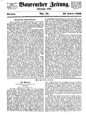 Bayreuther Zeitung Mittwoch 27. Februar 1856