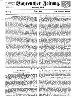 Bayreuther Zeitung Freitag 29. Februar 1856