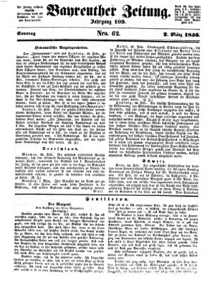 Bayreuther Zeitung Sonntag 2. März 1856