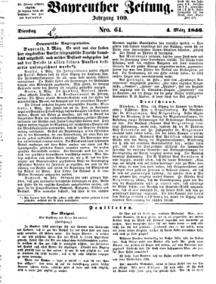 Bayreuther Zeitung Dienstag 4. März 1856