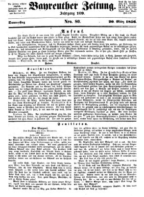 Bayreuther Zeitung Donnerstag 20. März 1856