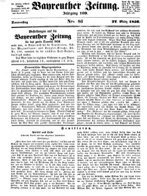 Bayreuther Zeitung Donnerstag 27. März 1856