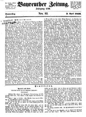 Bayreuther Zeitung Donnerstag 3. April 1856