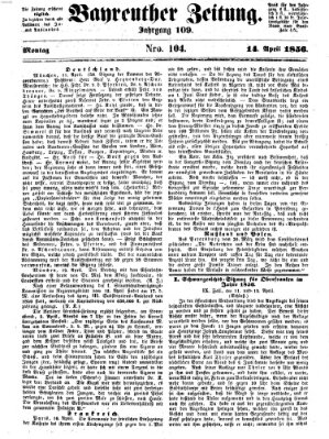 Bayreuther Zeitung Montag 14. April 1856