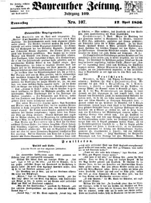 Bayreuther Zeitung Donnerstag 17. April 1856