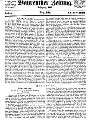 Bayreuther Zeitung Freitag 18. April 1856