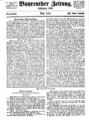 Bayreuther Zeitung Donnerstag 24. April 1856