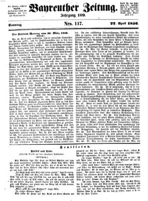 Bayreuther Zeitung Sonntag 27. April 1856